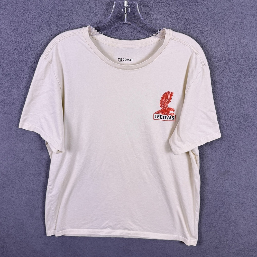 Tecovas Graphic T-Shirt Mens Large Cream Eagle Logo Short Sleeve Austin Texas